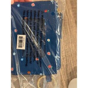 Ban.do Blue Floral Getaway Travel Zip Wallet w/ ID Case & Key Chain – Brand New